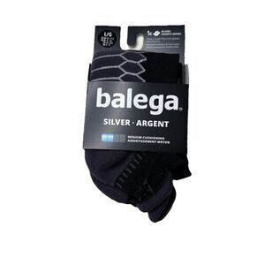 Balega Silver argent Medium Cushioning No Show Black Socks Large Mens New